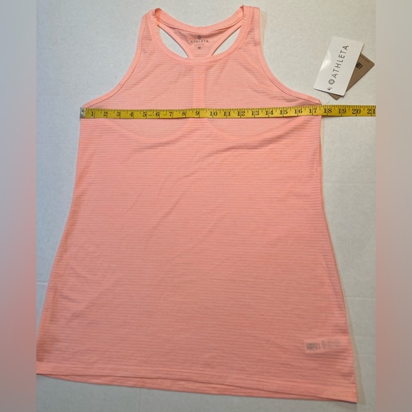 Athleta 🟣 NWT Size Medium High Neck Shadow Stripe Chi Tank in Energetic Peach - Picture 5 of 11